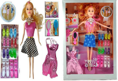 

Shreejee Toys Combo Happy Girl Doll Series With Doll Dresses Set For Kids(Multicolor)