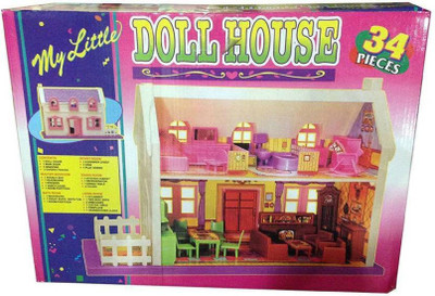 

tysm creation 34 pieces Complete Doll House / Doll House Play Set (Multicolor) (Multicolor)(Multicolor)