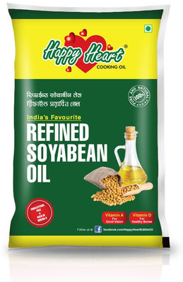 

happy heart Soyabean Refined Oil 1 L Pouch Soyabean Oil Pouch(1000 ml)