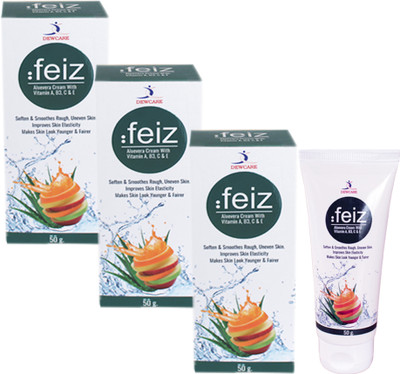 

Feiz Aloevera Cream With Vitamin A, B3, C & E ( 3 x 50 gm )(150 ml)
