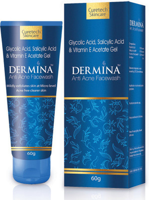 

Dermina Glycolic acid, Salicyclic Acid, Vitamin E With Moisturizer Anti Acne Facewash Gel 60gm (Pack of 2) Face Wash(60 g)