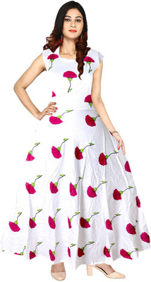 MUDRIKA Flared/A-line Gown(White)