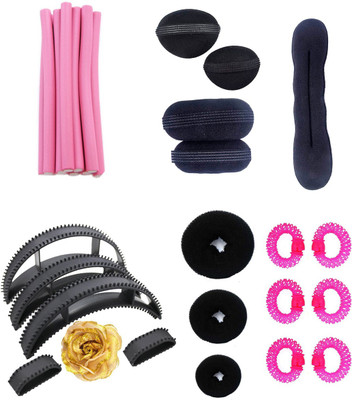 

PELO Combo Of Hair Accessories For Hair Styling, Hair Puff And Clips, Set Of Stick Rollers, Braids Tools Donut For Women And Girls, Hair Accessory Set , Pack Of 1 Hair Accessory Set(Multicolor)