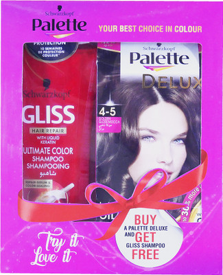 

Schwarzkopf Palette Deluxe Oil Care Color- 4-65 Dazzling Brown & Get Free Gliss Hair Repair Liquid Keratin Ultimate Color Shampoo 250 ml Hair Color(Dazzling Brown)