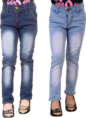 GUCHU Slim Girls Blue Jeans(Pack of 2)