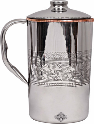 

IndianArtVilla IndianArtVilla 9.0" X 5.0" Handmade High Quality Stainless Steel Copper Designer Jug Pitcher Volume 1750 ML With Lid storage drinking Water Restaurant Hotel Ware Home Garden Kitchen Dinning Ware Show Case Home Decorate Gift Item for Good He
