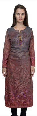 Kaily Women Printed Straight Kurta(Pink, Grey)