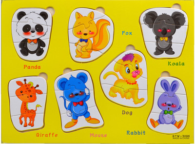 

Mag Creation Wooden Educational Colorful Animals Puzzle Board(Multicolor)