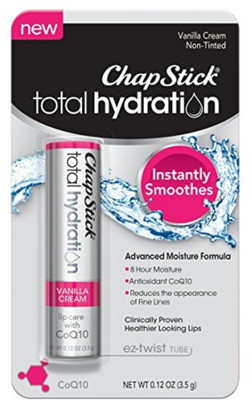 

ChapStick Total Hydration (Vanilla Cream Flavor, 1 Blister Pack of 1 Stick) Lip Care with C0Q10 Lip Balm Tube, 8 Hour Moisture, 0.12 Ounce NA(Pack of: 1, 2 g)