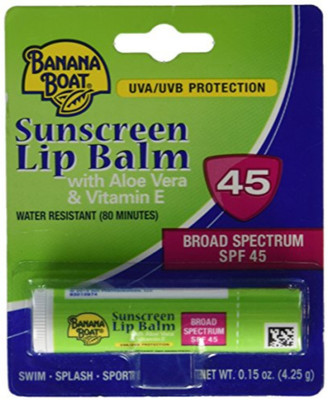 

Banana Boat Aloe Vera with Vitamin E Sunscreen Lip Balm, SPF 45 .15 oz (4.25 g) NA(Pack of: 1, 2 g)