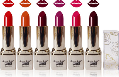 

Seven Seas Cosmetics Makeup Deep Moisturizing matte lisptick combo set of 6(red orange brown magenta carrat hot chocolate)