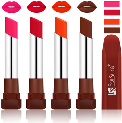

Forsure New & Improved Stylish English Lipsticks(Ruby Red, Red, Nude, Wine)