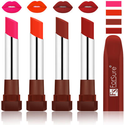 

Forsure New & Improved Stylish English Lipsticks(Ruby Red, Nude, Chocolate, Brown)