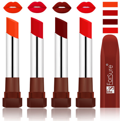 

Forsure New & Improved Stylish English Lipsticks(Nude, Sweet Red, Dark Maroon, Romantic Red)