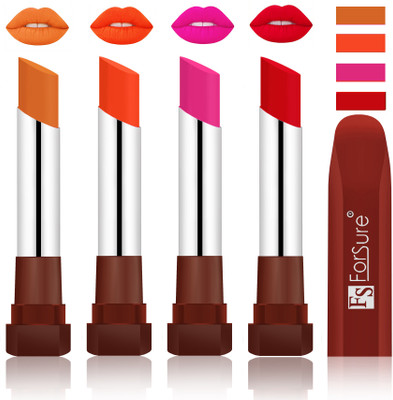 

Forsure New & Improved Stylish English Lipsticks(Brick Nude, Nude,Rose Pink,Sweet Red)
