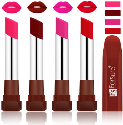 

Forsure New & Improved Stylish English Lipsticks(Ruby Red, Rose Pink, Sweet Red, Dark Maroon)