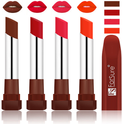 

Forsure New & Improved Stylish English Lipsticks(Wine, Bright Red, Baby Pink, Nude)