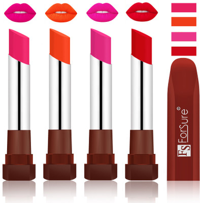 

Forsure New & Improved Stylish English Lipsticks(Rose Pink, Nude, Rose Pink, Sweet Red)