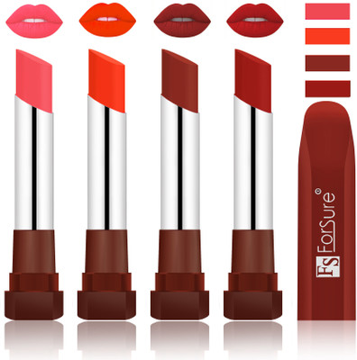 

Forsure New & Improved Stylish English Lipsticks(Peach, Nude, Chocolate, Brown)