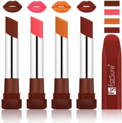 

Forsure New & Improved Stylish English Lipsticks(Wine, Peach, Brick Nude, Maroon)