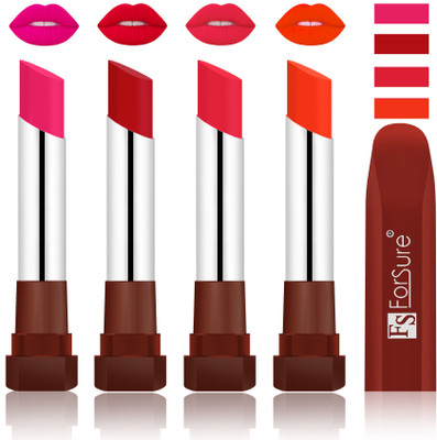 

Forsure New & Improved Stylish English Lipsticks(Rose Pink, Bright Red, Baby Pink,Nude)