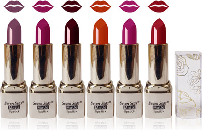 

Seven Seas Cosmetics Makeup Deep Moisturizing matte lisptick combo set of 6(violet magenta hot chocolate beige purple maroon)