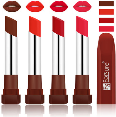 

Forsure New & Improved Stylish English Lipsticks(Wine, Beach Nude, Bright Red, Baby Pink)