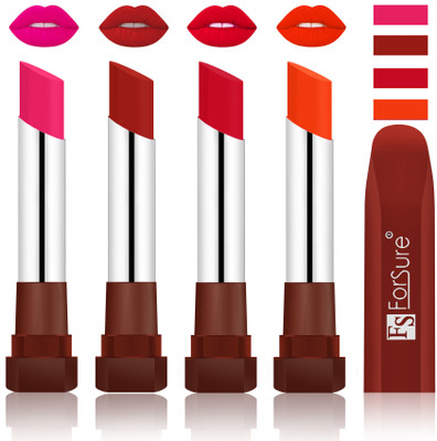

Forsure New & Improved Stylish English Lipsticks(Rose Pink, Brown, Red, Nude)
