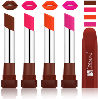 

Forsure New & Improved Stylish English Lipsticks(Wine, Ruby Red, Nude, Rose Pink)