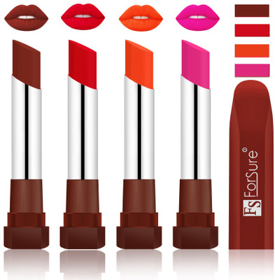 

Forsure New & Improved Stylish English Lipsticks(Maroon, Nude, Rose Pink, Sweet Red)