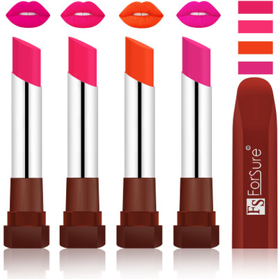 

Forsure New & Improved Stylish English Lipsticks(Rose Pink, Ruby Red, Nude, Rose Pink)