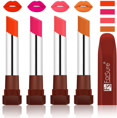 

Forsure New & Improved Stylish English Lipsticks(Nude, Rose pink, Peach, Brick Nude)