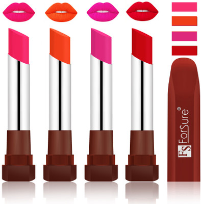 

Forsure New & Improved Stylish English Lipsticks(Ruby Red, Nude,Rose Pink, Sweet Red)