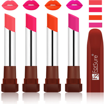 

Forsure New & Improved Stylish English Lipsticks(Peach, Ruby Red, Nude, Rose Pink)