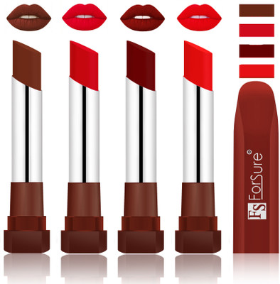 

Forsure New & Improved Stylish English Lipsticks(Wine, sweet Red, Dark Maroon, Romantic Red)