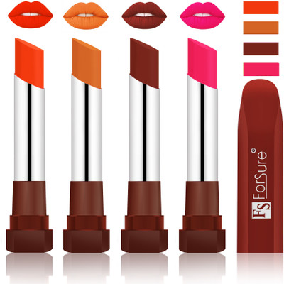 

Forsure New & Improved Stylish English Lipsticks(Nude, Brick Nude, Maroon, Ruby Red)