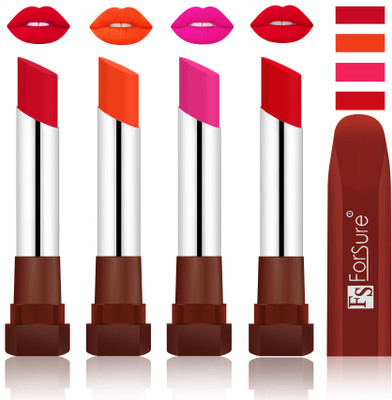 

Forsure New & Improved Stylish English Lipsticks(Red, Nude, Rose Pink, Sweet Red)