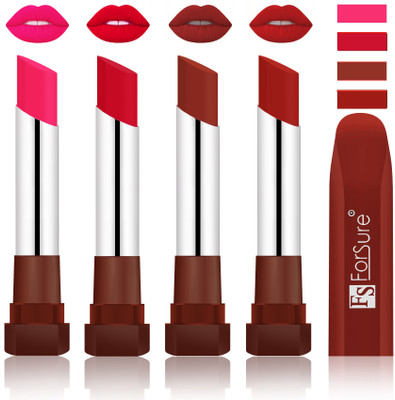 

Forsure New & Improved Stylish English Lipsticks(Ruby Red, Chocolate, Brown, Red)