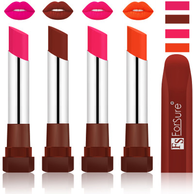 

Forsure New & Improved Stylish English Lipsticks(Rose Pink, Maroon, Ruby Red, Nude)