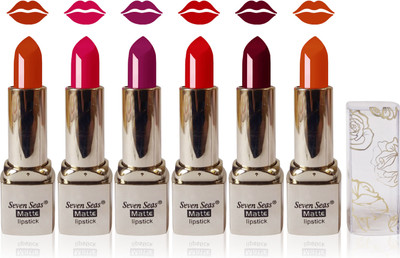 

Seven Seas Cosmetics Makeup Deep Moisturizing matte lisptick combo set of 6(beige carrat magenta red brown orange)