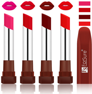 

Forsure New & Improved Stylish English Lipsticks(Rose Pink, Sweet Red, Dark Maroon, Romantic Red)