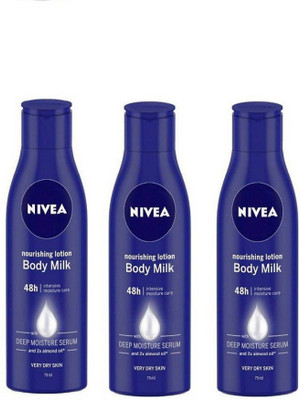 

Nivea BODY MILK NOURISHING LOTION 75ml pack of 3(225 ml)