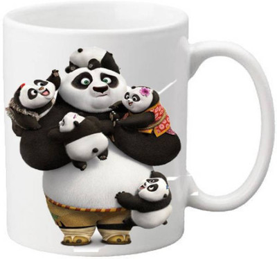 MUGKIN Beautiful Kung Fu Panda love Pattern Ceramic Coffee Mug(350 ml)