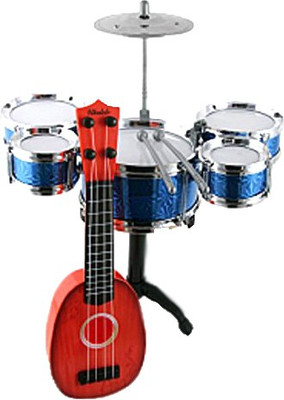

Bestie Toys 5 Peices of Jazz Drum with Guitar Adorable design vital for music leaning for kids(Multicolor)