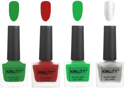 

Kwality nail_polish Dark Green,Red,Green,Silver(Pack of 4)