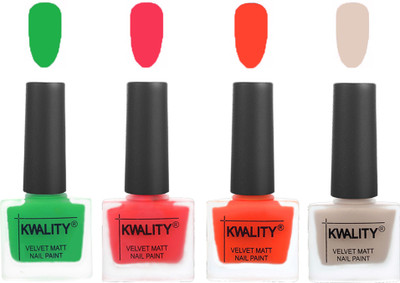 

Kwality nail_polish Green,Pink Mania,Candy Orange,Light Beige(Pack of 4)