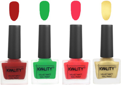 

Kwality nail_polish Red,Green,Pink Mania,Golden(Pack of 4)