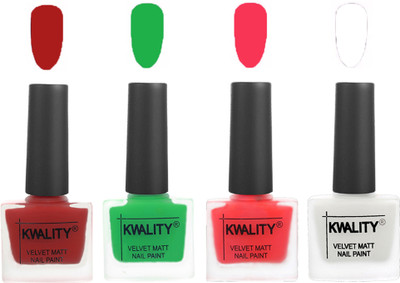 

Kwality nail_polish Red,Green,Pink Mania,White(Pack of 4)
