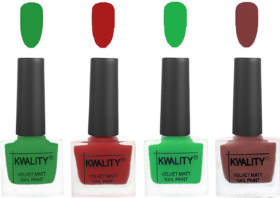 

Kwality nail_polish Dark Green,Red,Green,Dark Tan(Pack of 4)