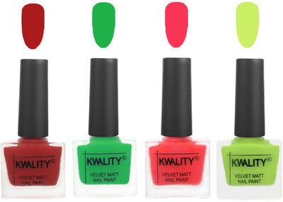 

Kwality nail_polish Red,Green,Pink Mania,Light Lemon Green(Pack of 4)
